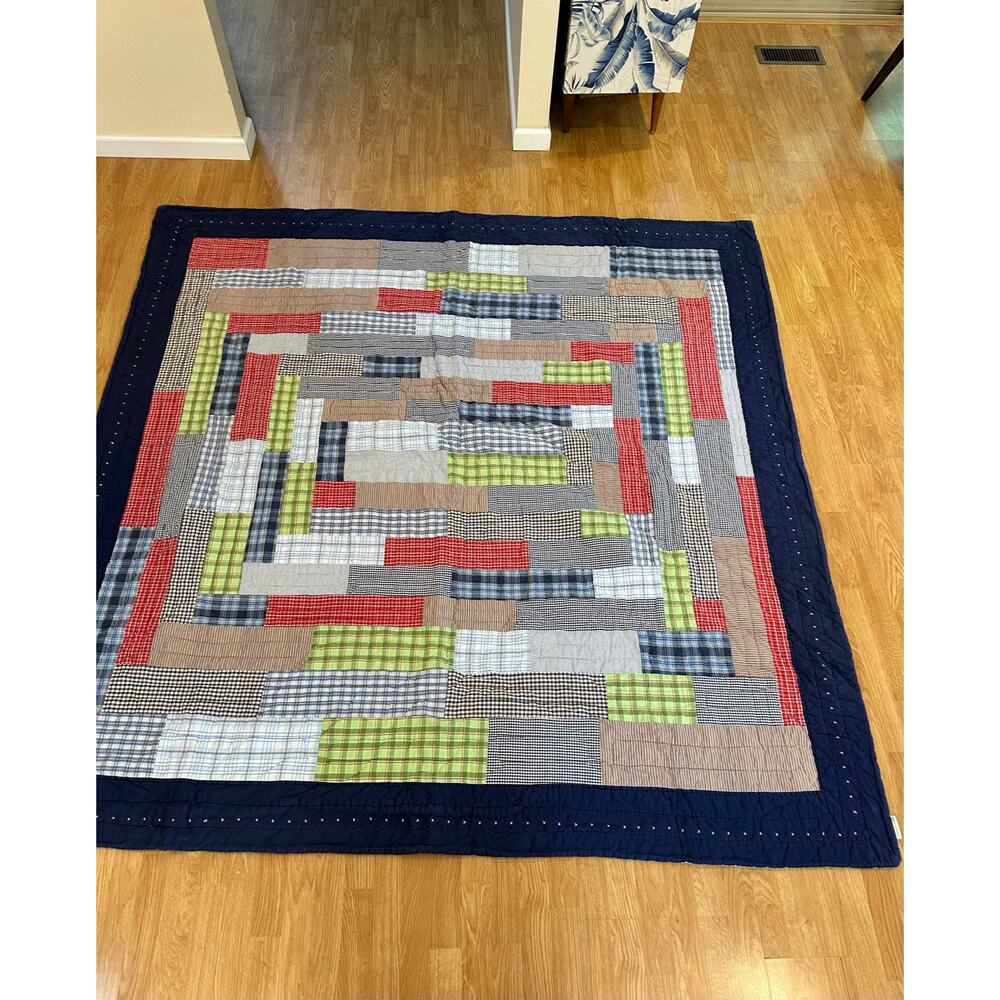 Pottery Barn Kids Full/Queen Dustin Madras Quilt and Two Standard Shams